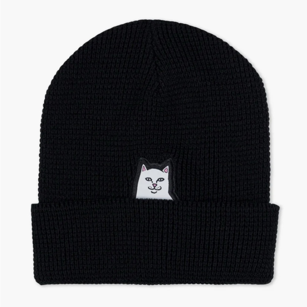 Ripndip Black Beanie with Cat Design